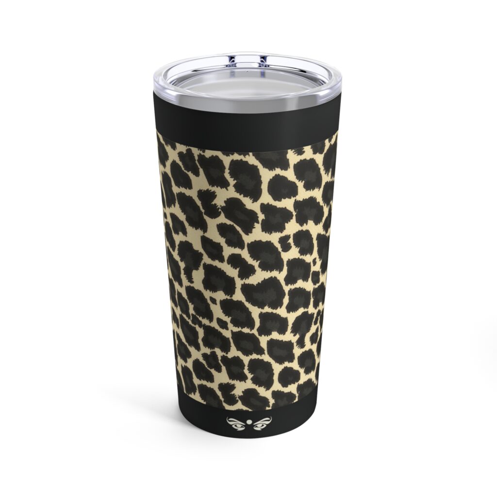 classic leopard imprint tumbler black (front)