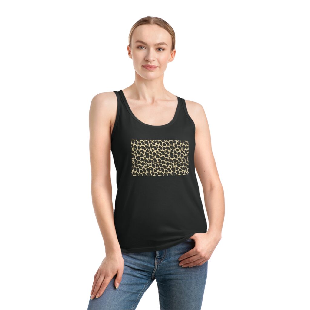 classic leopard imprint vegan black tank top